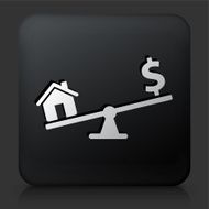Black Square Button with House Vs Price Icon
