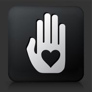 Black Square Button with Hand &amp; Heart Icon