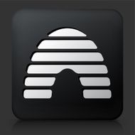 Black Square Button with Honey Bee Hive Icon