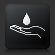 Black Square Button with Drop &amp; Hand Icon
