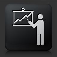 Black Square Button with Business Presentation Icon