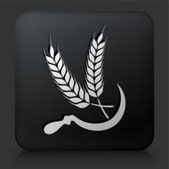 Black Square Button with Wheat Icon N3