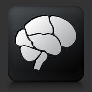 Black Square Button with Brain Icon