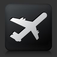 Black Square Button with Airplane Icon N12