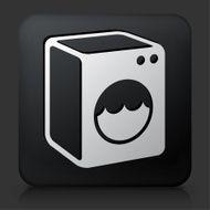 Black Square Button with Washing Machine Icon