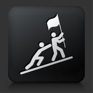 Black Square Button with Pushing to Success Icon N2