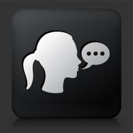 Black Square Button with Chat Bubble Face Icon N2