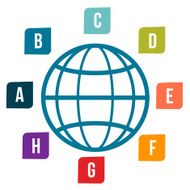 wireframe globe and labels