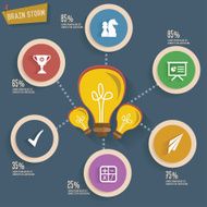 Ideas Light bulb concept info graphic design dark version