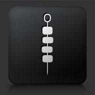 Black Square Button with Meat Kabobs
