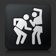Black Square Button with Man and Woman Dancing