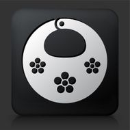 Black Square Button with Baby Bib