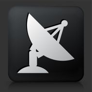 Black Square Button with Satellite Dish