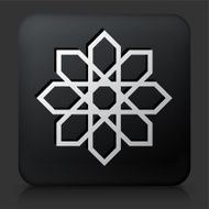 Black Square Button with Ornament Symbol