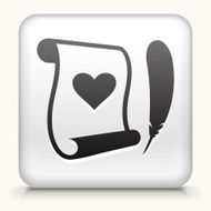 White Square Button with Love Letter Icon