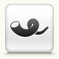 White Square Button with Shofar Icon