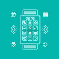 lines structure of smart watch with icons