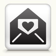 White Square Button with Love Letter Icon N2