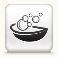 White Square Button with Bubble Soap Icon