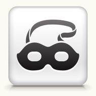 White Square Button with Masquerade Mask