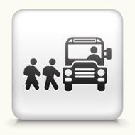 White Square Button with School Bus Icon N2