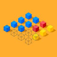 Infographics with cubes Diamond shaped plane