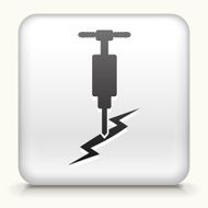 White Square Button with Jackhammer Icon