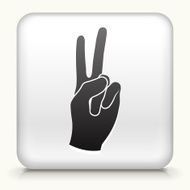 White Square Button with Two Fingers N2