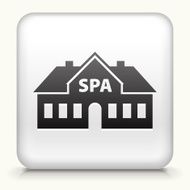 White Square Button with Spa House Icon