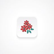Modern Flat Rounded Square icon With Shadow And Red Daisies
