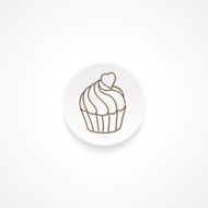 Modern Flat Round icon With Shadow And Cupcake N7