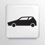 Square White Icon With Silhouette Sports Car