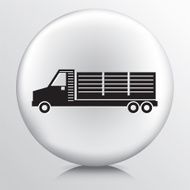 Round White Icon With Silhouette Logistics Transport Truck