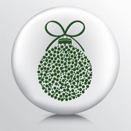 Round Icon With Green Polka Dotted Christmas Ornament and Bow