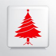 Square Icon With Christmas Tree Green Silhouette in Stand N2