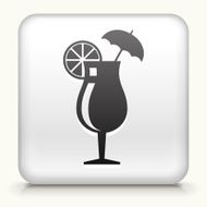 Square Button with Cocktail Glass interface icon