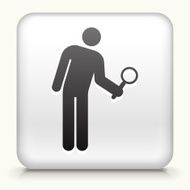 Square Button with Investigating interface icon