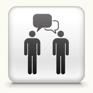 Square Button with People Communication interface icon