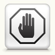 Square Button with Stop Sign interface icon