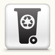 Square Button with Recycling Garbage Can
