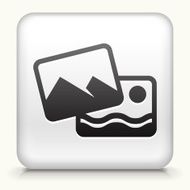 Square Button with Two Photos of Mountains and Ocean