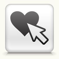 Square Button with Cursor and Heart