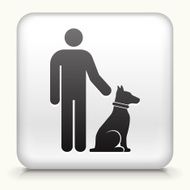 Square Button with Person and Dog