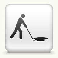 Square Button with Cleaning Oil Spill interface icon