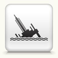Square Button with Collapsing Oil Rig interface icon