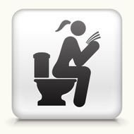 Square Button with Sitting on a Toilet interface icon