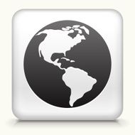 Square Button with Globe interface icon