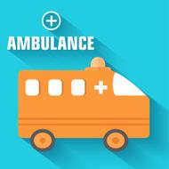 flat orange ambulance background concept