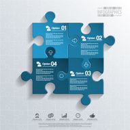 Abstract 3D puzzle infographic N43