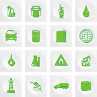 Fuel Oil Industry Round Icon Set Green